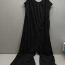 Happy Sailed Womens Casual Jumpsuits Loose Overalls Summer Sleeveless Stretchy Wide Leg Long Pants Romper with Pockets (Large, A Solid Black)