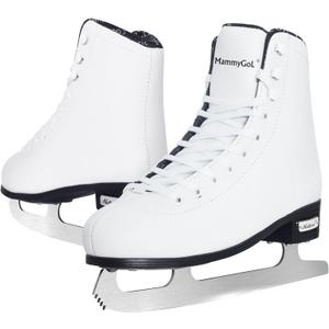MammyGol Womens/Misses/Girls Lace up Light Support Ice Figure Skates Women, Size Women 10/Men 9 (White)