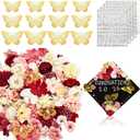 Hanaive 76 Pcs Handmade Decoration Kit for DIY Assorted Faux Flower 3D Butterflies Alphabet Letter Stickers for Graduation Cap Thanksgiving Gift Art Decor(Stylish Color)