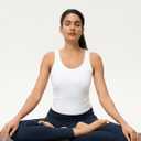 AJISAI Womens Double Lined Workout Tank Tops Scoop Neck Yoga Tanks Casual Crop Sleeveless Summer Top (White, L)