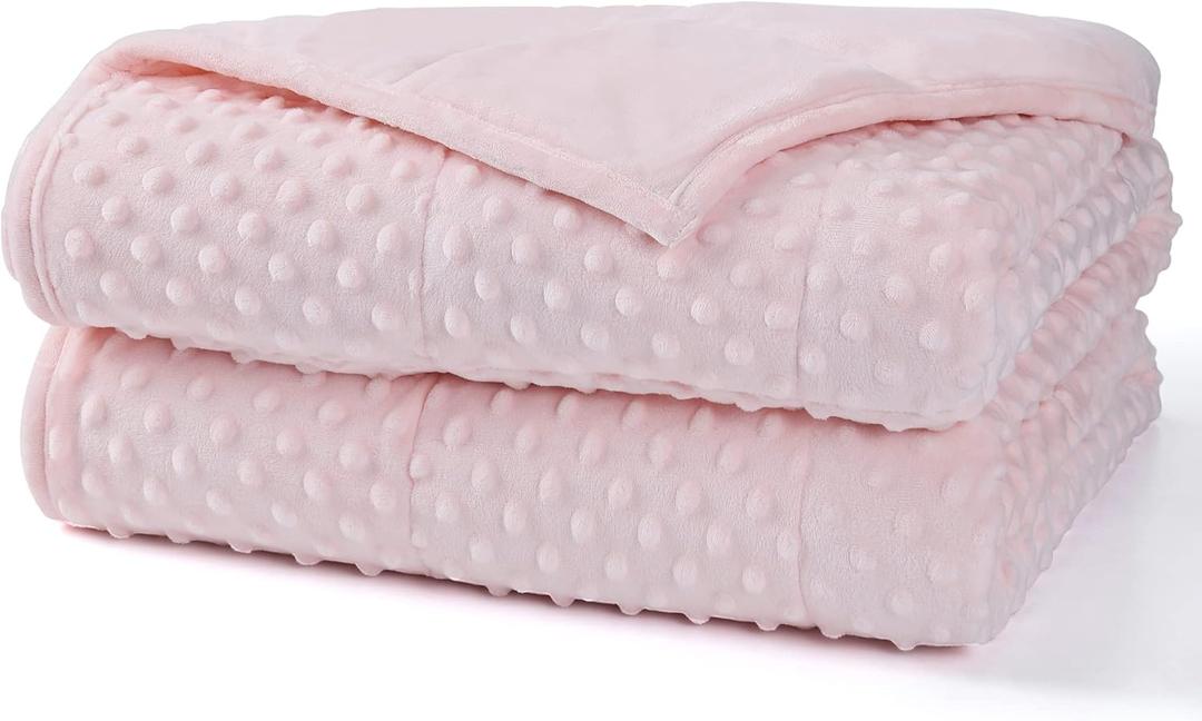 Alomidds Weighted Blanket, Luxury Velvet Weighted Blankets for Adults and Kids, Warm and Breathable Soft and Comfort Minky, Cute Heavy Blanket with Premium Glass Beads (41"x60" 7LBS, Pink)