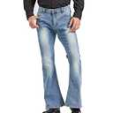 Men's Relaxed Vintage 60s 70s Bell Bottom Stretch Fit Classic Comfort Flared Flares Retro Leg Disco Denim Jeans Pants, Bu, 4X-Large