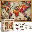 WOODEN.CITY Wooden Puzzle 1000 Pieces for Adults - Colorful Map - Size 21.25 in x 15.5 in - Made in EU