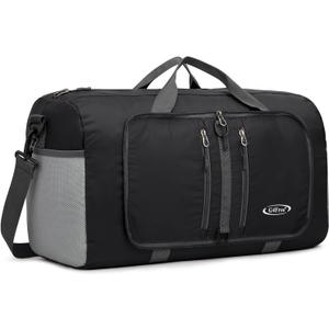 G4Free 40L/65L Foldable Duffel Bag, Water-Repellent Travel Backpack, Lightweight Carry Bag for Overnight Weekender Sports Men Women (Balck)