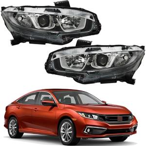 labwork Headlights Replacement for Honda Civic 2016 2017 2018 (Factory Halogen) Front Head Lamps Headlights Pair Left+Right Side (Passenger Driver Side)