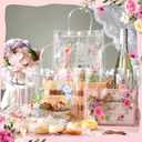 Teenyyou 24 Pcs Christian Clear Gift Bags with Handle Bible Verse Party Favor Flower Goodie Candy Treat Tote PVC Bags for Religious Baptism Themed Party Supplies (Black, L)