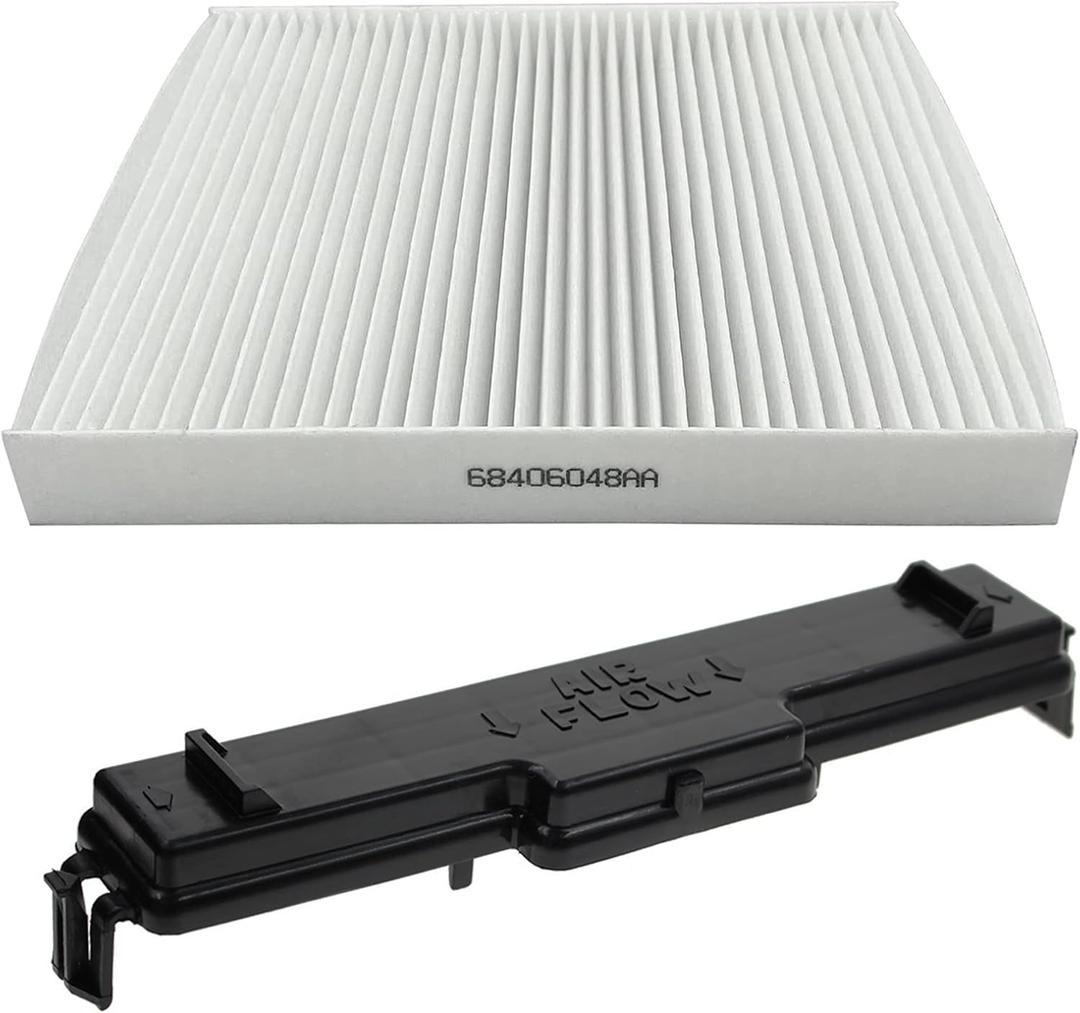 Ram Cabin Air Filter & Filter Access Door Compatible with Dodge Ram 1500 2500 3500 4500 5500 Avenger Caliber Journey Compass Patriot Chrysler 200 68318365AA Filter 68406048AA
