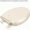 Toilet Seat Elongated Almond, 18.5 x 14.2 Inch, Slow Close, Bottom-Mount Design, Fits 2-Piece Toilets, Durable & Easy to Install, PP Material Safe and Durable