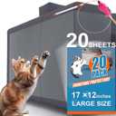 20-Pack Cat Scratch Furniture Couch Protector - Large Size 17x12inch Sofa Protectors Tape from Anti Cats Claws Scratching , Chair Corner Guards Cover for Cat Stop Scratching with 50 Twist Pins and Toy