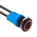 LED Latching Push Button Switch, Aluminum Alloy, IP67 Waterproof 5-24V 20A 1NO, with Wire Socket Plug (1, Red, 19mm)