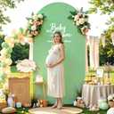 6.6FT Wedding Arch Backdrop Cover, Stretchy Arch Covers Round Top Chiara Backdrop Cover for Wedding Birthday Party Baby Shower Banquet Arch Decor(Green+Brown)