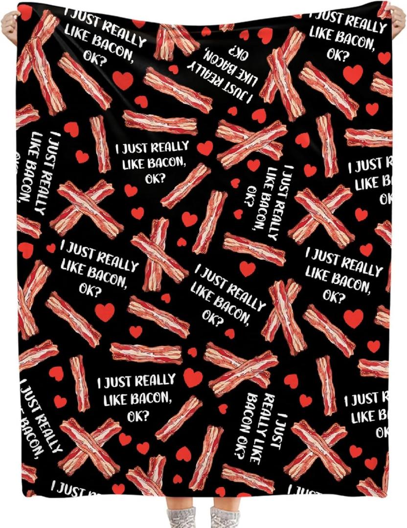 I Just Really Like Bacon Blanket-Bacon Gift for Kids Men Women-Soft Flannel Lightweight Blanket for Sofa Bed Birthday Festival Camping Outdoors 40"x50" for Kids Children