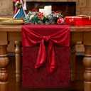 Velvet Red Bow Christmas Table Runner 72 Inches Vintage Christmas Dining Decor Burgundy Table Runner Rustic Bows Kitchen Tablecloths for Holiday Room Home Winter Kitchen Decoration