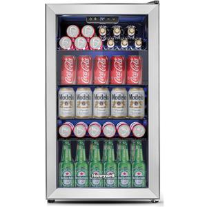 Honeywell Beverage Refrigerator and Cooler, 116 Can Mini Fridge with Glass Door for Soda Beer or Wine for Office or Bar with Adjustable Removable Shelving, Commercial Grade