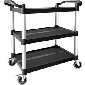 Plastic Utility Carts with Wheels, 3-Tier Rolling Service Cart, 300lbs Heavy Duty Capacity with 4 inch Silent Casters (2 Lockable), for Home, Office, Restaurant, Warehouse.31.5" 16" 38"