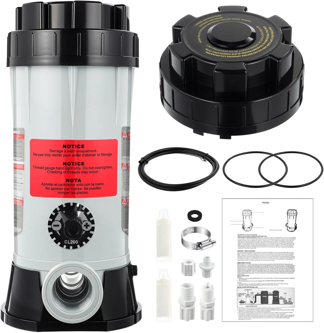 CL200 Inline Chlorinator Replacement Compatible with Hayward Automatic Chlorinator Feeder for in/Above-Ground Pools Fertilizer Dispenser Inline Automatic Chemical Feeder with CLX200K O-Ring