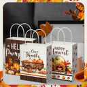 Fourluoo 30 Pack Thanksgiving Party Favor Fall Paper Gift Bags with Handles Thanksgiving Pumpkin Tote Bags 5.91 x 3.15 x 8.27 Inches Turkey Gnome Candy Gift Handbag for Harvest Party Supplies
