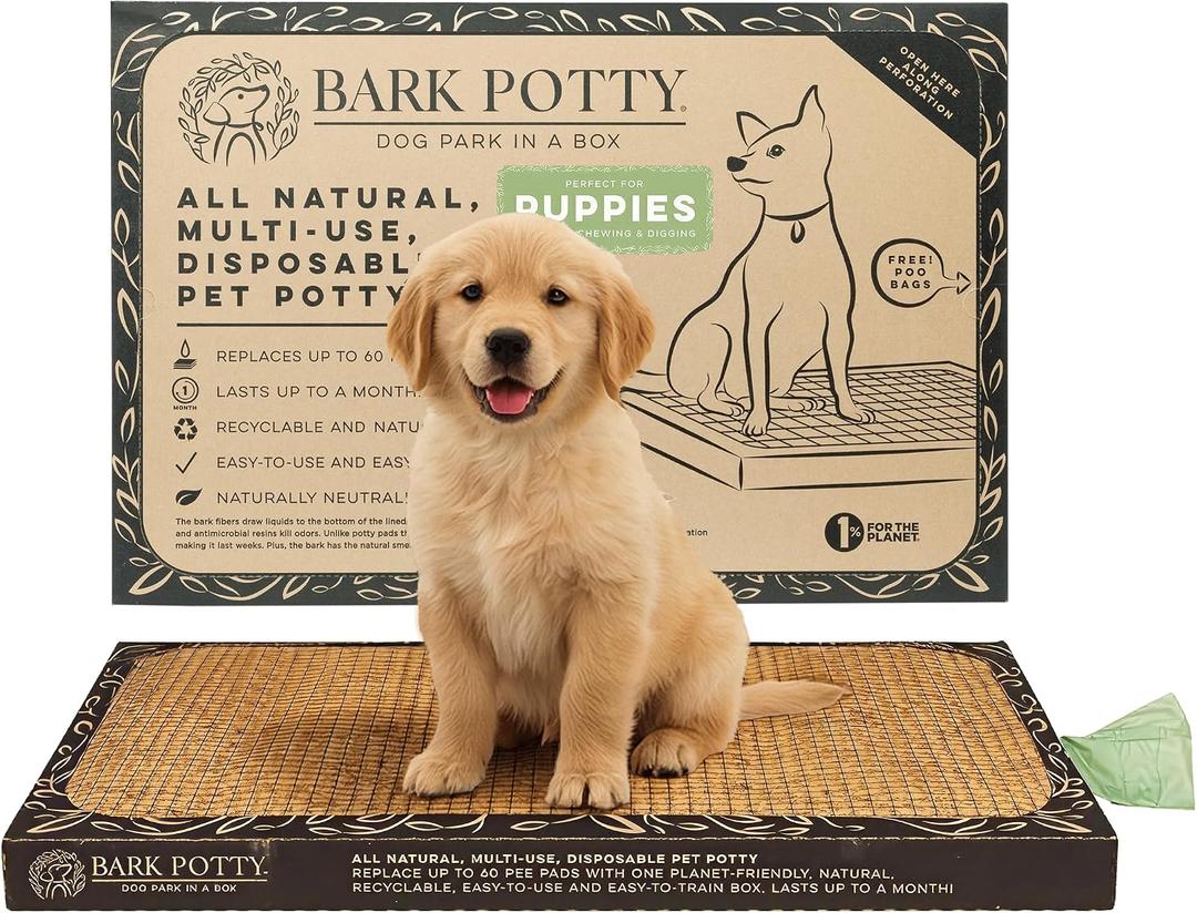 Puppy Bark Potty Natural Dog Potty for Small Dogs & Teething Puppies - Odor Neutralizing Reusable Indoor Solution for Apartments - Eco-Friendly Pee Pad Alternative - Large 30x20
