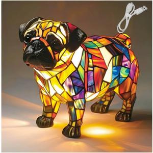 3D Cute Pet Table Lamps,Dogs Themed LED Night Light with Warm Ambient Glow,Stained Resin Home Decor Tabletop Light for Dog Lovers (15cm/5.9in)