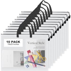 JMIATRY 10PCS Plastic Art Portfolio Bag 18 x 24 Inch Art Portfolios Folder Case Arts Poster Storage Bag Container for Poster, Scrapbook, Keepsake and Bulletin Board Storage