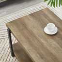 FOLUBAN Industrial Coffee Table with Shelf, Wood and Metal Rustic Cocktail Table for Living Room, Oak, 42.1 inch