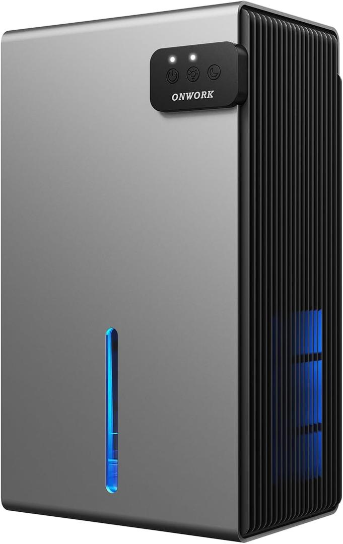 Dehumidifier, 95 OZ Dehumidifiers for Home (800 sq.ft), Quiet Small Dehumidifiers for Bedroom Bathroom Basements Closet RV, Auto Shut Off, Two Working Models and 7 Colors LED (Grey)