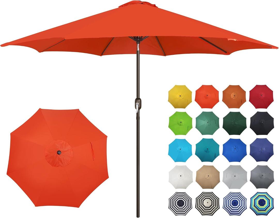 Blissun 10FT Outdoor Patio Umbrella, Outdoor Table Umbrella, Yard Umbrella, Market Umbrella with 8 Sturdy Ribs, Push Button Tilt and Crank