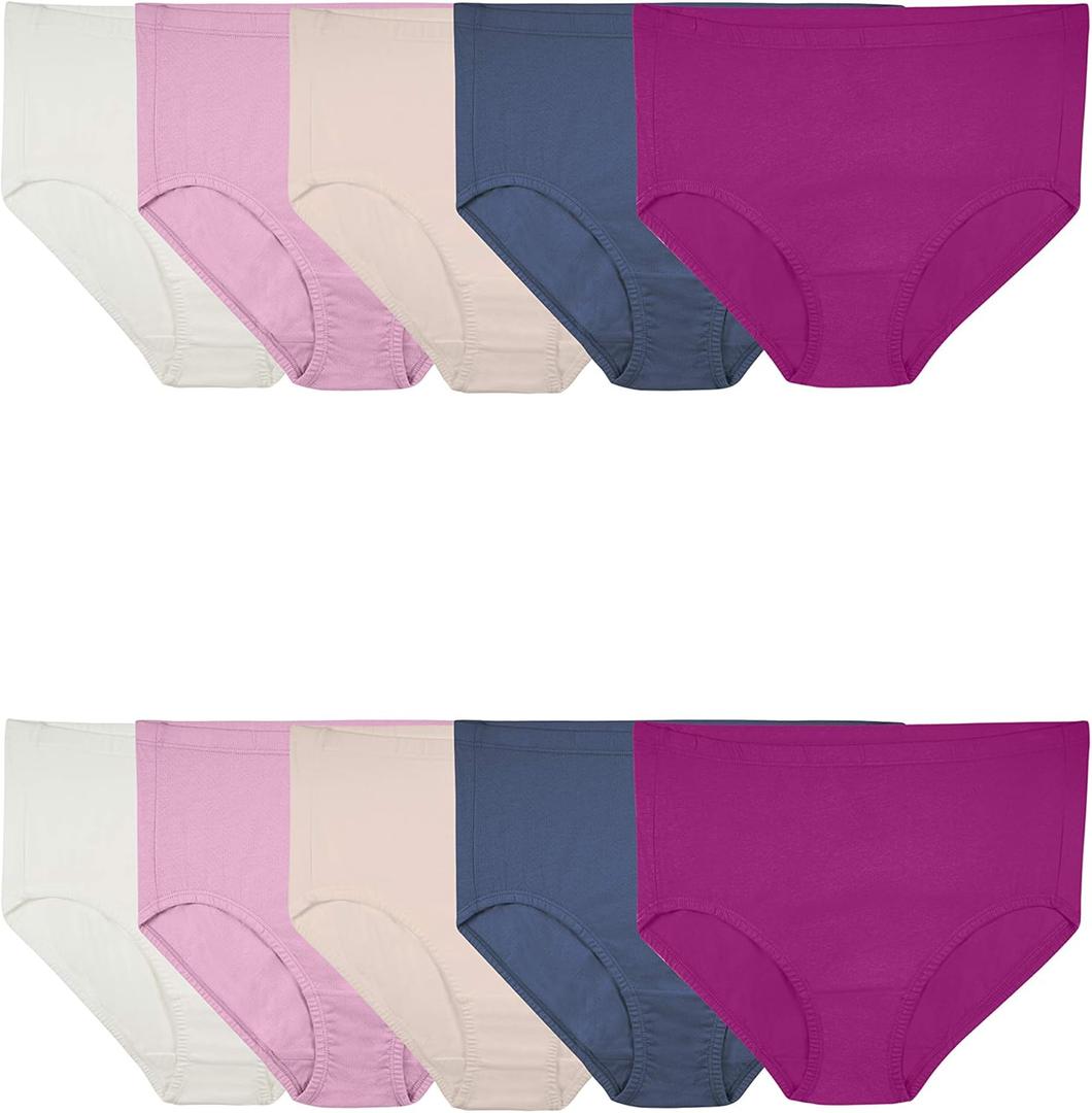 Fruit of the Loom womens Breathable Underwear, Moisture Wicking Keeps You Cool & Comfortable 
10 Pack - Pink/ Cream/ Blue, 11 US