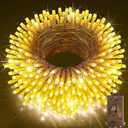 KNONEW 403ft 1000 LED Christmas String Lights Outdoor 8 Modes & Timer Fairy Light Plug in Waterproof LED Wedding Lights for Xmas Yard Tree Party Holiday Decor (Warm White)