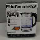 Elite Gourmet EKT-602 Electric BPA-Free Glass Kettle, Cordless 360 Base, Stylish Blue LED Interior, Handy Auto Shut-Off Function  Quickly Boil Water For Tea & More (Stainless Steel/Glass)