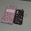 Petitian for Samsung Galaxy S23 Case with Wallet - Women Girls Cute Girly Aesthetic Unique Design Leather Credit Card Holder Cardholder Stand Wristband for S23, Black Butterfly