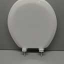 Mayfair Cameron White Toilet Seat, Heavy Duty Wood, Easy Clean, Made in USA, Round