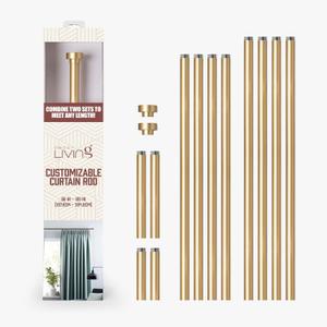 Heavy Duty Iron Curtain Rod for Windows, 66 to 120 inches adjustable, 1 inch diameter, Satin Brass