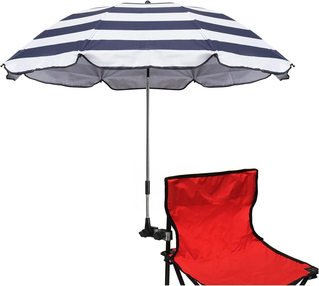 Chair Umbrella with Clamp,46 inches UPF 50+ Clip on Parasol for Patio,Beach Chairs,Strollers,Wheelchairs,Golf Carts