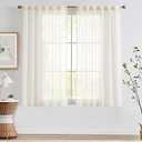 COLLACT Linen Curtains Voile Sheer Curtains 63 Inch Length for Living Room Beige Farmhouse Country Rustic Airy Drapes Light Filtering Back Tab Rod Pocket Window Treatments W50 x L63, 2 Panels Beige