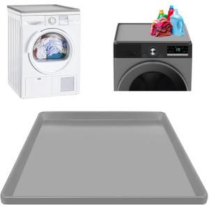 Refrigerator Floor Protector, 23.6 x 23.6 Mini Fridge Silicone Mat, Under Refrigerators Mat with Raised Edge, Laundry Guards for Washer and Dryer, Large Drip Tray