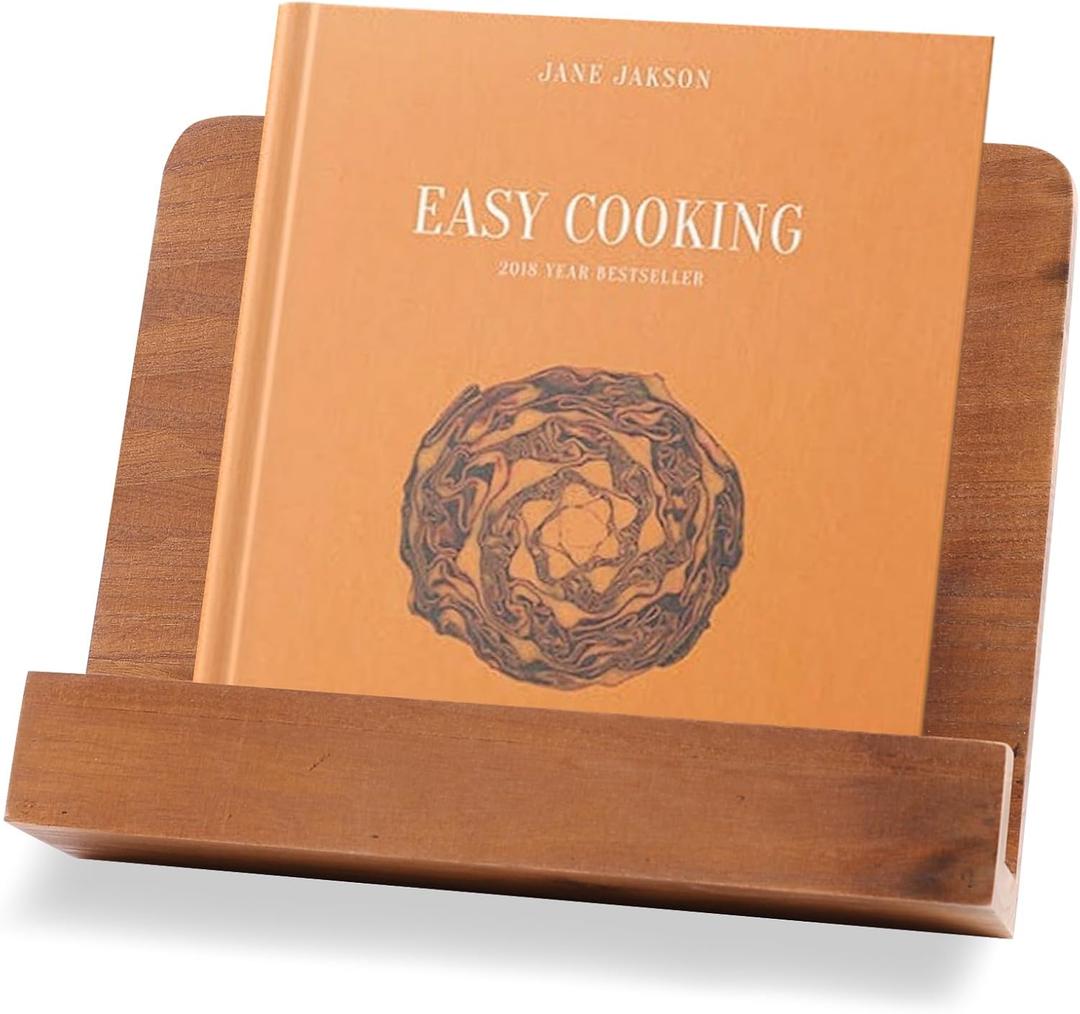 Cookbook Stand for Kitchen, Adjustable Solid Wood Recipe Book Holder for Cookbooks, Recipes, Phones & Devices, Perfect Kitchen Counter Decor & Cooking Gift