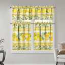 Lemon Kitchen Curtains Sets for Windows Lemon Summer Curtain Sink Window Valance 3 Piece Set Yellow Kitchen Decor Tier Curtains 3 Panels for Living Room Bedroom