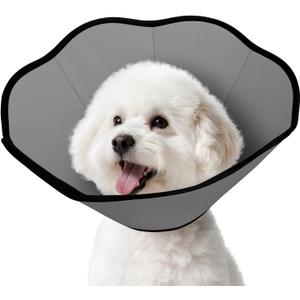 MIDOG Dog Cone Collar After Surgery, Soft Dog Cone Alternative to Stop Licking,Adjustable Elizabethan Recovery Cones for Small to Large Sized Dogs (Grey), Size XS