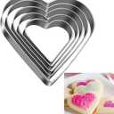 Love Heart Cookie Cutter Set Pack of 5 Valentines Day Heart Biscuit Cutter for Sandwiches, Pastries, Fruit and Cakes Birthday, Wedding Baking Tools