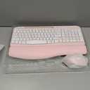 Wireless Keyboard and Mouse Combo, Wave Keys Full-Sized Ergonomic Keyboard with Cushioned Plam Rest, Phone Holder, Comfortable Natural Typing, 2.4G Cordless Set for Computer, Laptop, Pc, Mac, Windows