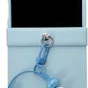 for Samsung Galaxy Z Flip 7 Case, Cute Rabbit Cartoon Pattern Flip 7 Phone Case, Fold Phone Cover for Women Ladies Girls with Bracelet (Blue)
