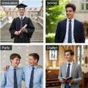 Navy Blue Stripe Zipper School Ties, Formal School Ties for Schools Uniforms, Graduation, Cosplay, Casual (Blue, S)