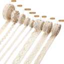 Tatuo 40 Yards Cotton Lace Trim Vintage Ribbon Crochet Cotton Lace Scalloped Edge for Bridal Wedding Decoration Christmas Package DIY Sewing Craft Supply, 5 Yards Each, 8 Styles(Beige)