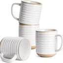 LE TAUCI Coffee Mugs 15 oz,Ceramic Mug Set, Coffee Cups for Latte, Hot Tea, Cappuccino, Mocha, Cocoa, Dishwasher Safe, Suit For Housewarming Wedding- 3.5 inch, Set of 4, Arctic White