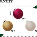 Velvet Ornaments for Christmas Tree 16 Pack 3.15" Velvet Christmas Ball Set, Luxurious Holiday Tree Ornaments for Home Decor, Burgundy Brown