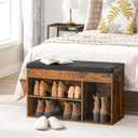 HOOBRO Shoe Storage Bench with Cushion, 32.3'' Entryway Bench with Lift Top Hidden Storage and Adjustable Shelves, Wooden Shoe Rack Bench for Entryway Bedroom, Rustic Brown and Black BF40HX01, 32.3"l X 12.4"w X 18.3"h