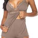 Avidlove Womens Sleepwear Lace Pajamas Cami PJS Set Pajama Set for Women M Khaki