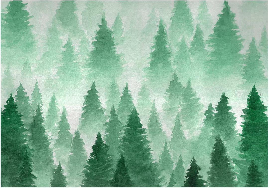 Allenjoy Green Oil Painting Forest Backdrop Nature Watercolour Tree Christmas Party Photography Backdrop Kids Newborn Baby Portrait Photoshoot Background 7x5ft Photo Booth Studio Props