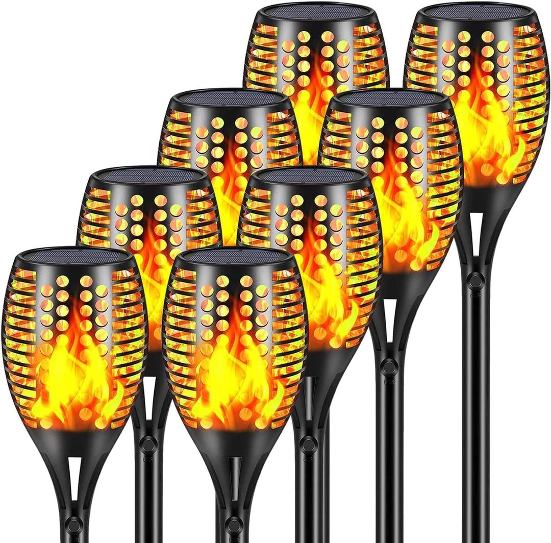 Aityvert Upgraded Larger Solar Torch Lights, Waterproof Outdoor Dancing Flames Lights, Flickering Flames Garden Lights, Landscape Decoration Pathway Patio Lights 43" 96 LED (8 Pack)